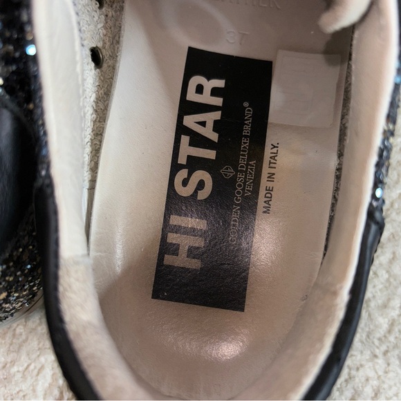 Golden Goose Superstar in Silver Black Glitter Platform Leather Sneakers - Picture 9 of 12